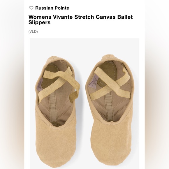 Russian Pointe Vivante Stretch Canvas slipper size 6 Tan - Picture 3 of 6